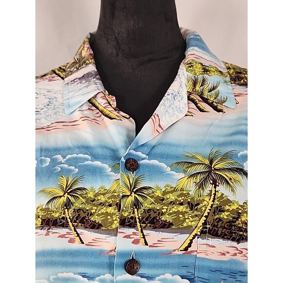 Kalaheo Mens XL Blue Hawaiian Print Short Sleeve Button Up Shirt Aloha Island - Picture 2 of 10
